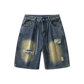 YINLEI Denim Shorts Men's Navy Blue