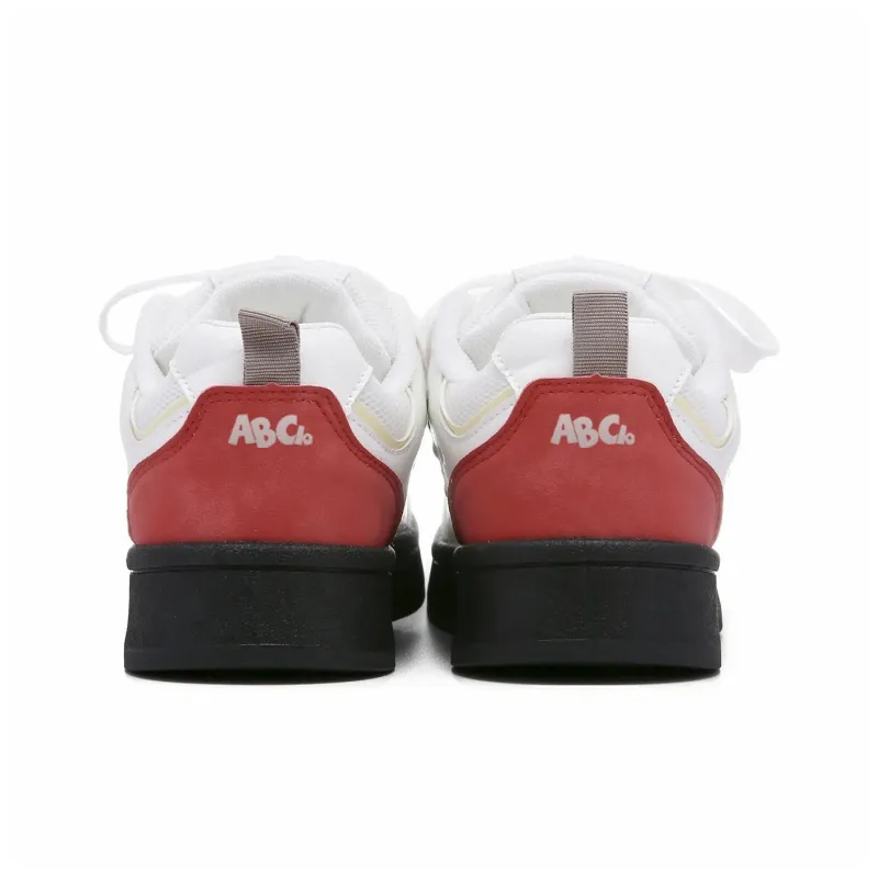ABCIO Skateboard Shoes Women's Low Top Beige Yellow/Pink White/White Red-14