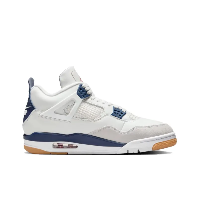 Nike SB x Jordan Air Jordan 4 'Navy' Abrasion Resistant High Top Vintage Basketball Shoes Unisex White Blue-1