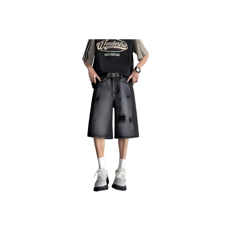 BEAR UNION Denim Shorts Unisex Black-0