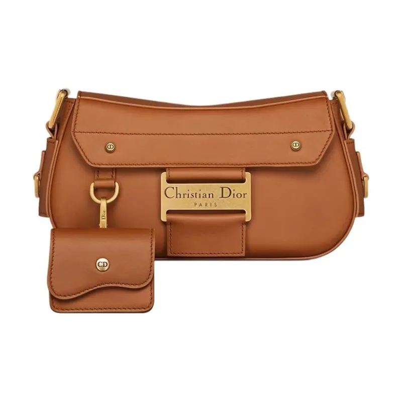 DIOR Calfskin Shoulder Bag Small Size Women's Brown-1