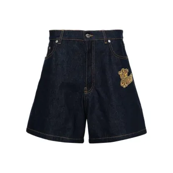 OFF WHITE Logo Patch Denim Shorts