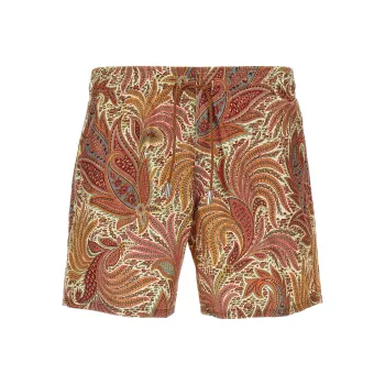 ETRO Leaf Printed Drawstring Swim Shorts