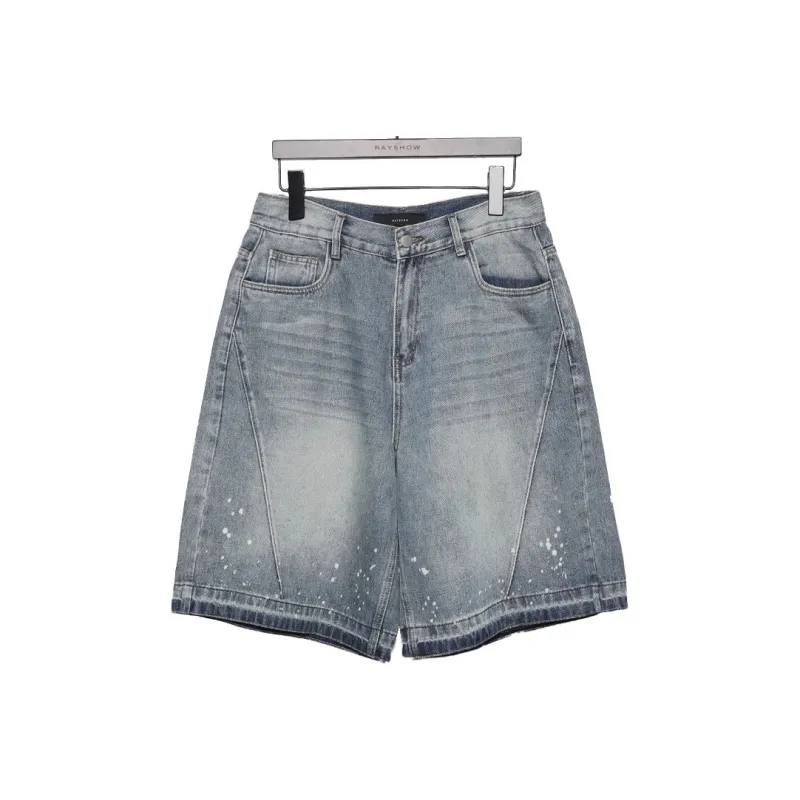 RAYSHOW Denim Shorts Men's Blue-0