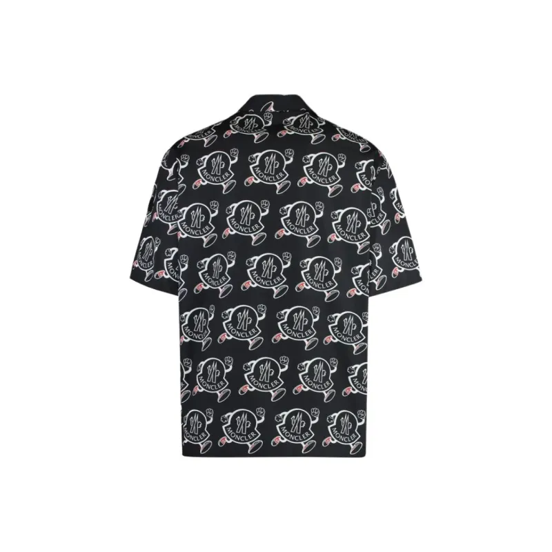 Moncler All Over Logo Collared Short Sleeve Shirt-1
