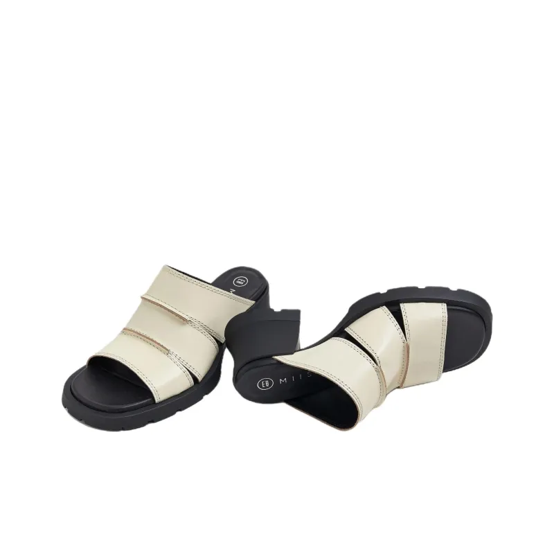 MIISTA Slide Slippers 6.5cm Women's Beige-3