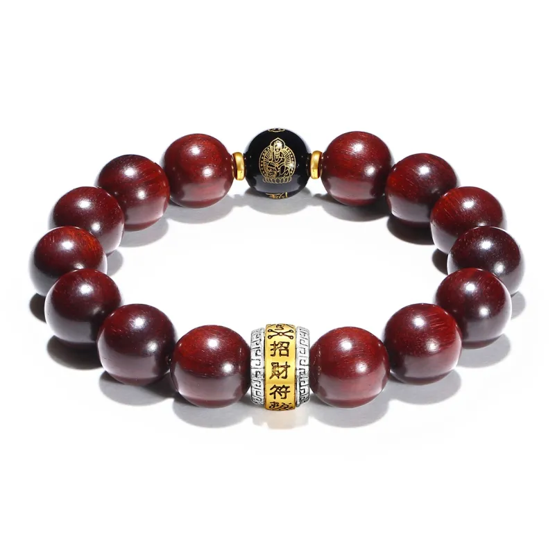 PUTUOSHANWENCHUANG Bloodwood Wooden Bracelets Unisex-4