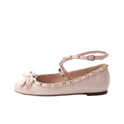 Valentino Garavani Rockstud Bow Detailed Slingback Ballerina Shoes Women's