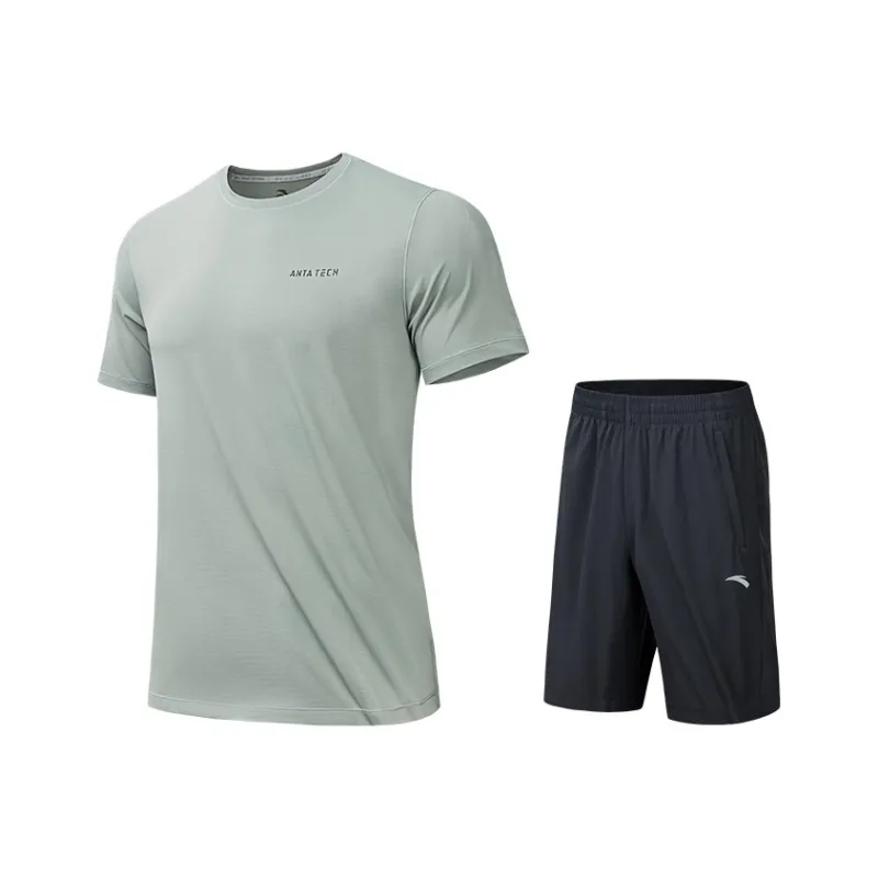 ANTA Casual Sportswear Men Army Green+Basic Black-0