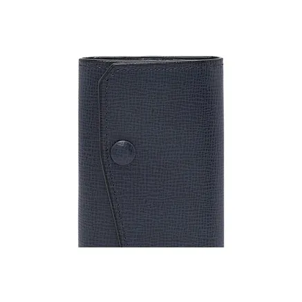 Valextra Pocket Leather Key Pouch Unisex Dark Blue-4