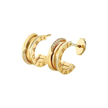 BVLGARI Diamond Earrings Unisex Gold