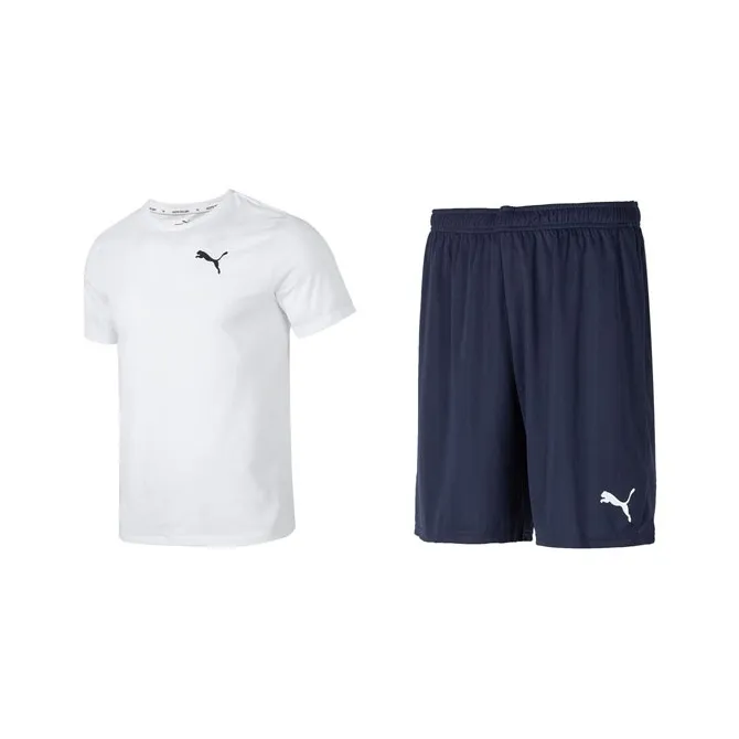 PUMA Casual Sportswear Men Set White Top+Navy Blue Shorts-0