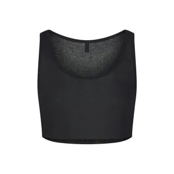 SKIMS THREADBARE RIB SUPER CROPPED TANK Tank Tops Women's SOOT/Smoke Gray