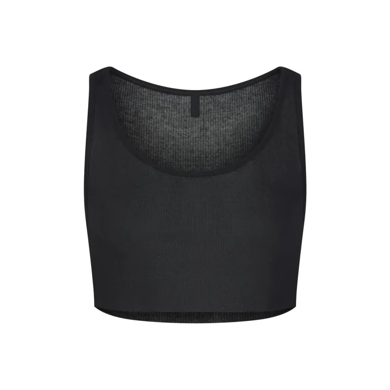 SKIMS THREADBARE RIB SUPER CROPPED TANK Tank Tops Women's SOOT/Smoke Gray-0