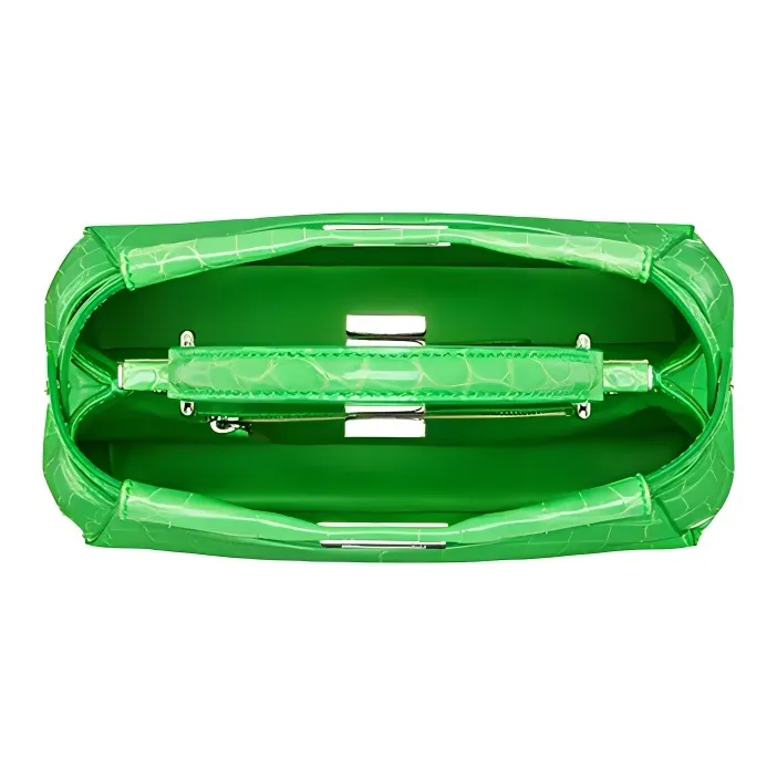 FENDI Peekaboo Crocodile Leather Shoulder Bag, Crossbody Bag, Handbag Mini Women's Green-3