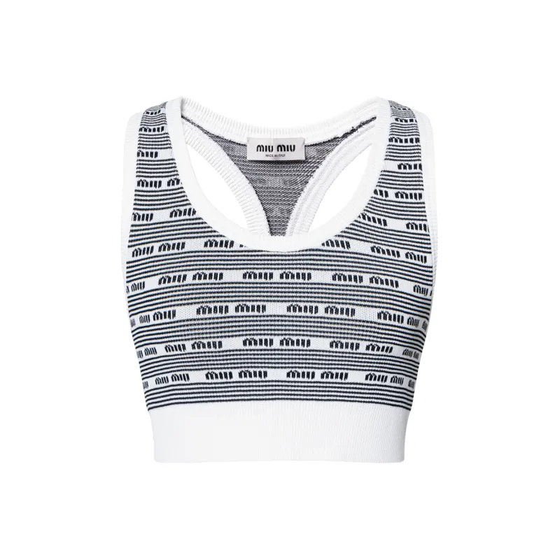 MIU MIU Tank Tops Women's Black/White-0