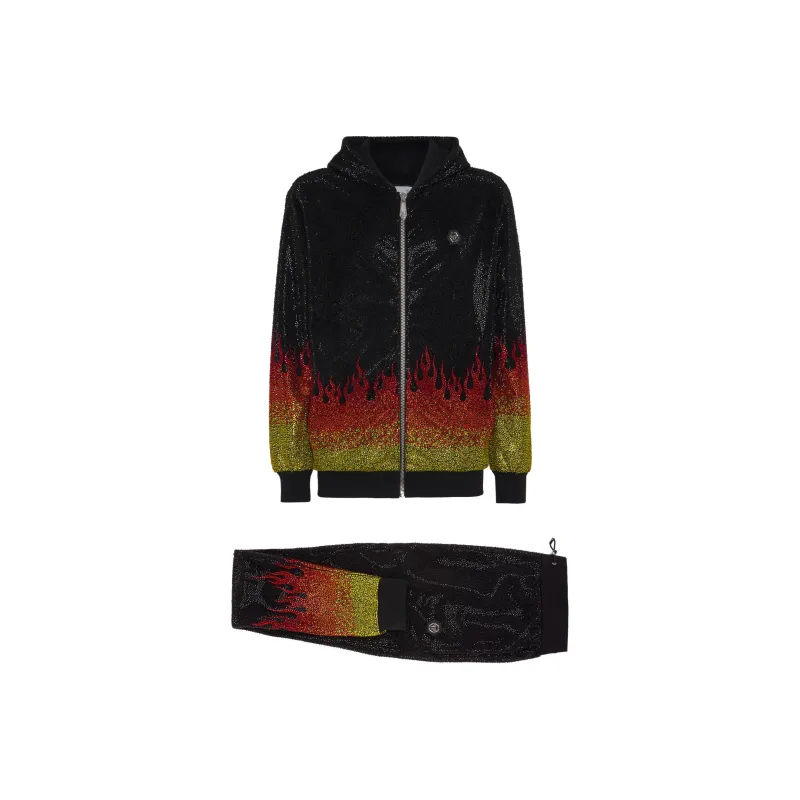 PHILIPP PLEIN Crystals Flame Hooded Tracksuit Set-0