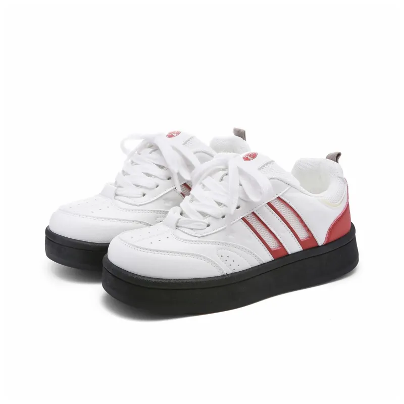 ABCIO Skateboard Shoes Women's Low Top Beige Yellow/Pink White/White Red-12