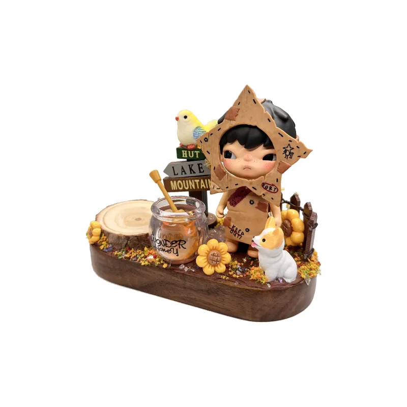 [Modified Doll] POP MART Hirono Shelter Collection Watch Charging Station, Sunflower Pasture, Brown Hang Tag Box 9cm-1