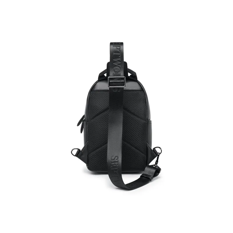 SEPTWOLVES Artificial Leather Multifunction Commuter Bag, Crossbody Bag, Refined Durable QPL Men's Black-4