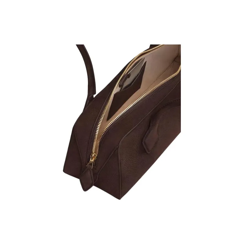 Alaia Calfskin Handbag, Shoulder Bag Medium Size Women's Gold Brown-3