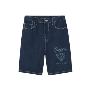 GUCCI Logo Detailed Denim Shorts