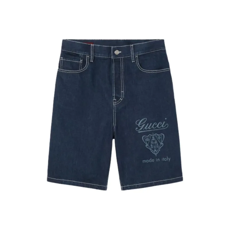 GUCCI Logo Detailed Denim Shorts-0