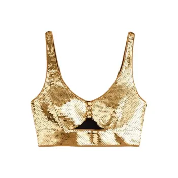 H&M Sequined Crop Top Gold