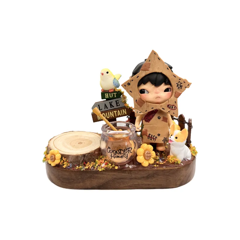 [Modified Doll] POP MART Hirono Shelter Collection Watch Charging Station, Sunflower Pasture, Brown Hang Tag Box 9cm-0