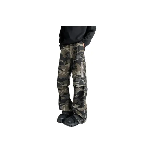 HOKLV Casual Pants Unisex Army Green Camouflage