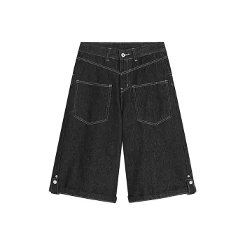 WOLF CODE Denim Shorts Unisex Black