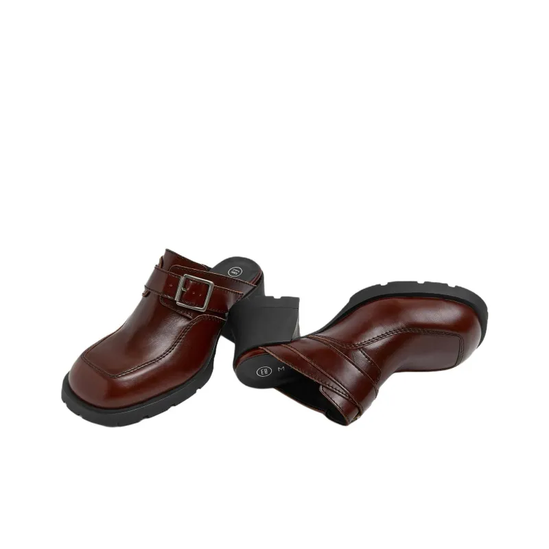 MIISTA Closed Toe Slippers 6.5cm Women's Brown-3
