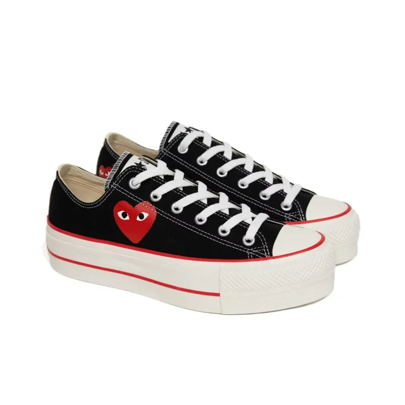 PLAY COMME Des GARÇONS x Converse Chuck Taylor All Star Anti Slip Wear Resistant Low Top Canvas Shoes Unisex Black-1