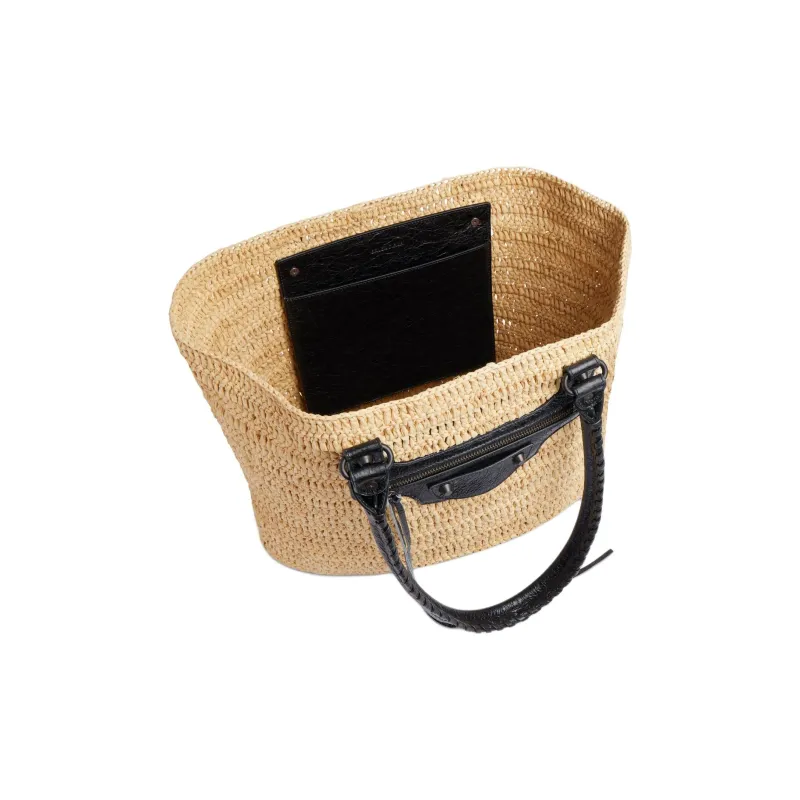 Balenciaga Le City Raffia Tote Bag, Shopping Bag, Handbag Medium Size Women's Natural-3