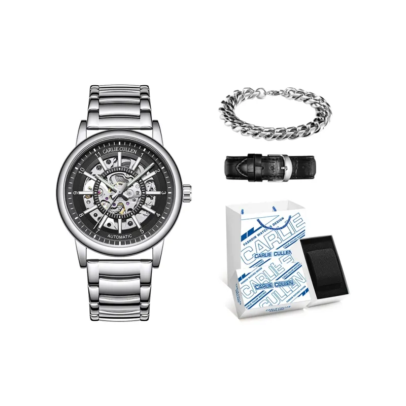 CARLIECULLEN Black Knight Series Automatic Mechanical Movement Stainless Steel Watchband Watch Men's Watches Black Dial-31