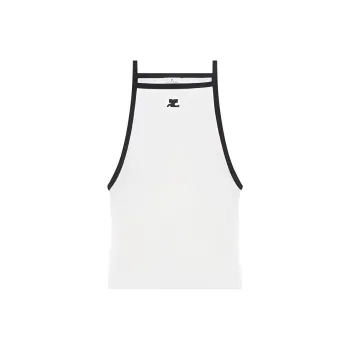 COURREGES Light Ribs Contrast Tank Top 'Ocean Blue/Black'