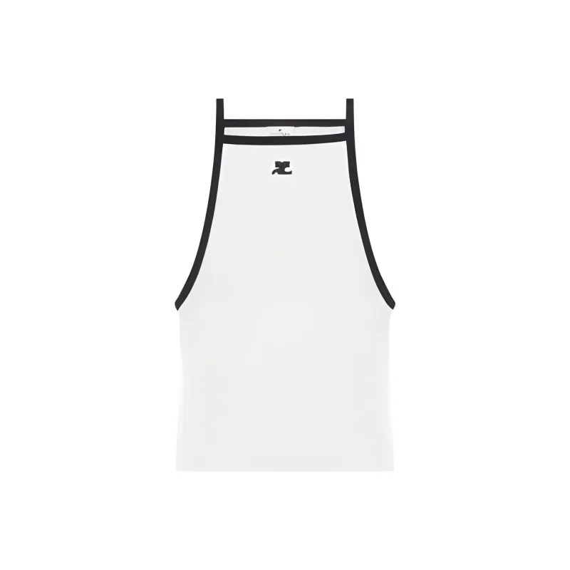 COURREGES Light Ribs Contrast Tank Top 'Ocean Blue/Black'-0