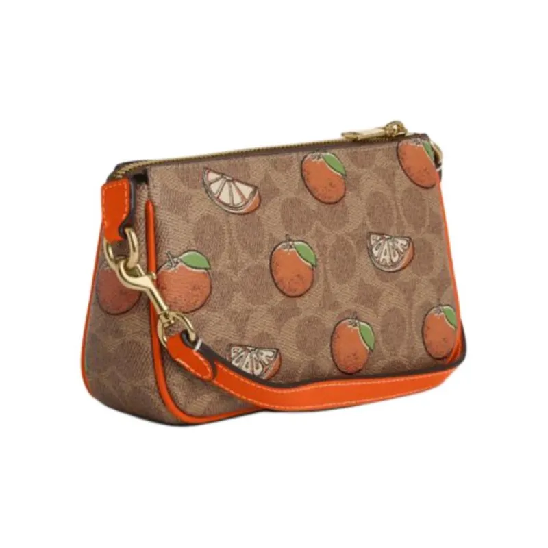 COACH Nolita Coated Canvas Pochette One Shoulder Handbag Trumpets Women's Brown & Yellow & Mixed Color-1