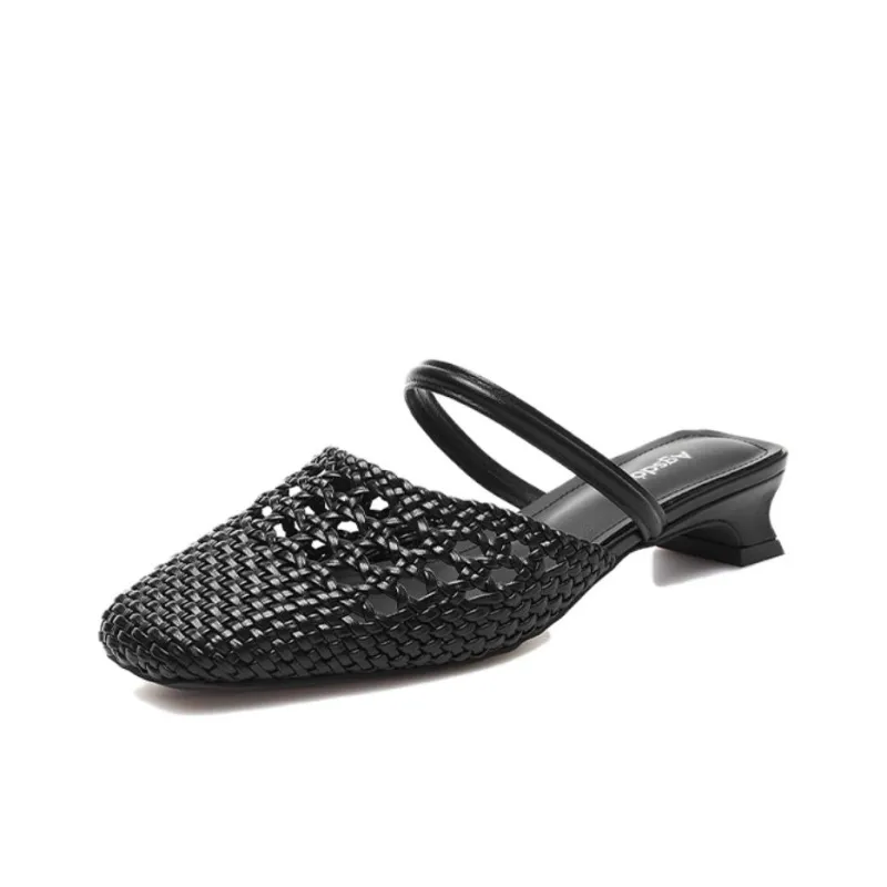 AGSDON Cut Out Woven Closed Toe Slippers 3.5cm Women's-8