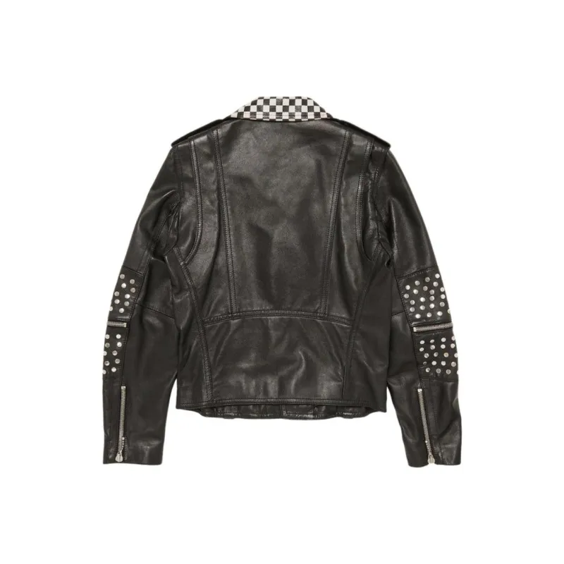 CELINE Hedi Slimane Damier Checkered Leather Moto Biker Jacket-1