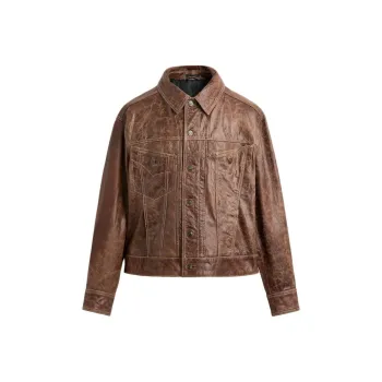 ZARA Leather Jacket Men's Brown