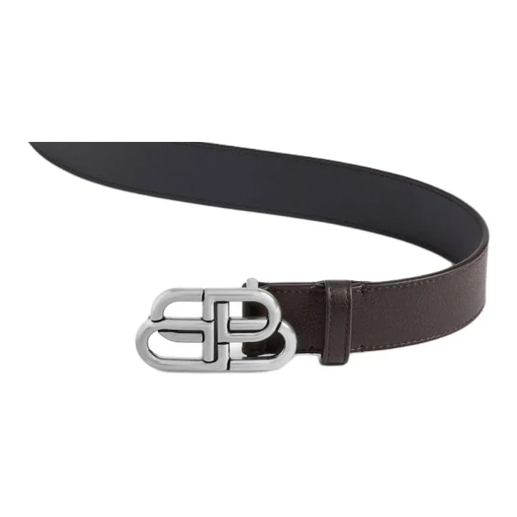 Balenciaga Calfskin Leather Belts Unisex Black 3.5CM-2