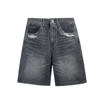 FAR BACK Denim Shorts Unisex Black