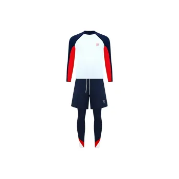 BALNEAIRE Swimwear Top Men's Red White Blue Patchwork