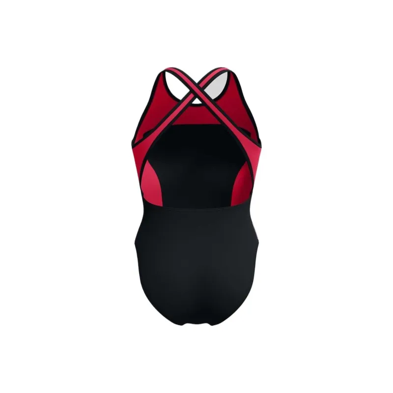 Speedo HighneckSpliceCrossback One piece Swimsuit Women's Black Pink-1