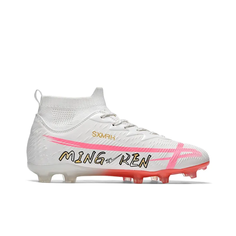 Binary Soccer Shoes Unisex High Top Pink-1