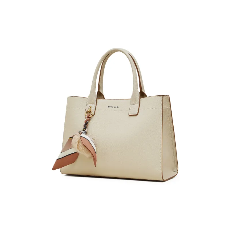 PIERRE CARDIN Split Cow Leather Handbag, Shoulder Bag, Crossbody Bag Regular Women's Blue/Beige/Milk Tea-8