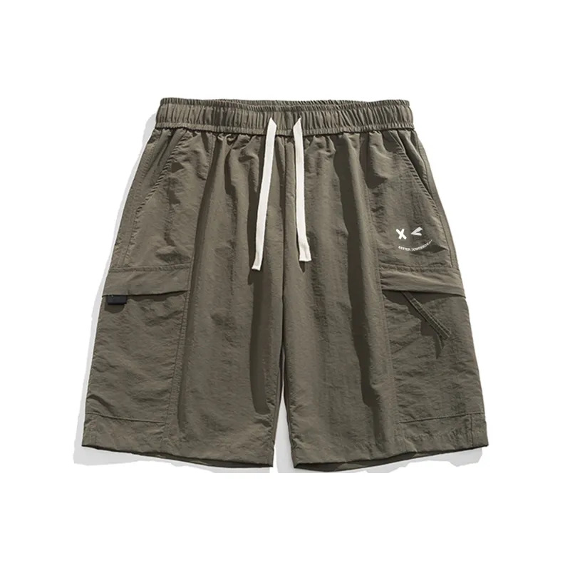 Warrior Huichao Riding The Wind Collection Cargo Shorts Unisex Khaki-10
