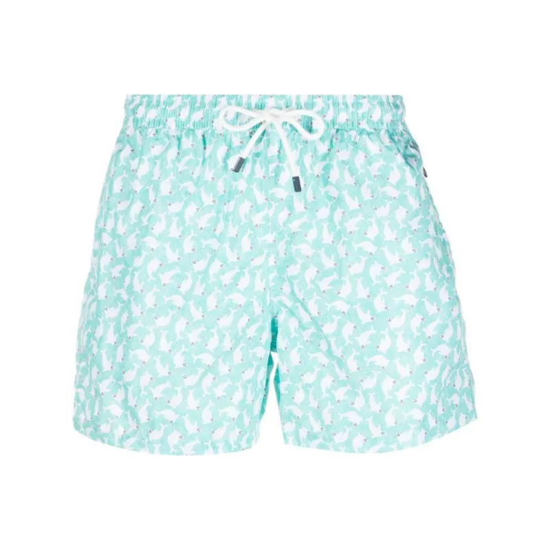 FEDELI Madeira Seal print Swim Shorts-0
