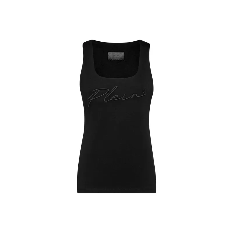 PHILIPP PLEIN Logo embroidered Tank Top-0